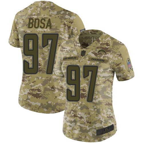 Chargers #97 Joey Bosa Camo Women's Stitched Limited 2018 Salute To Service Jersey