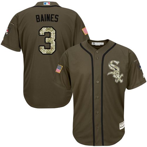 Chicago White Sox #3 Harold Baines Green Salute to Service Stitched Jersey Men's