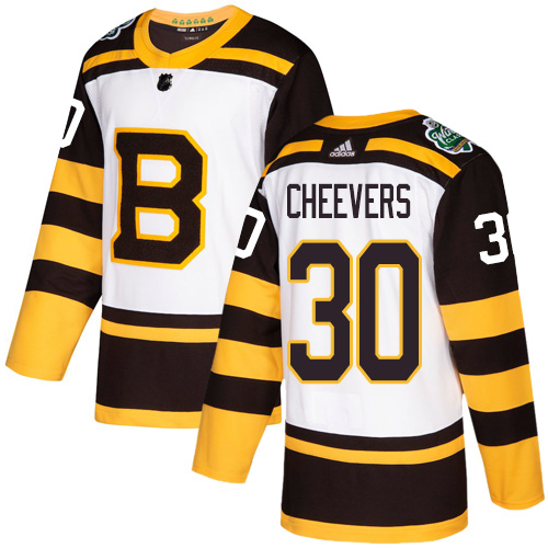Adidas Boston Bruins #30 Gerry Cheevers White Authentic 2019 Winter Classic Stitched Jersey Men's