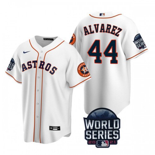 Houston Houston Astros #44 Yordan Alvarez Men's 150th Anniversary 2021 World Series Game Jersey - White Men's