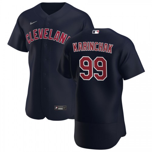 Cleveland Guardians #99 James Karinchak Men's Navy Alternate 2020 Authentic Player Jersey Men's