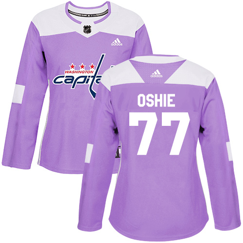 Adidas Washington Capitals #77 T.J. Oshie Purple Authentic Fights Cancer Women's Stitched Jersey Womens