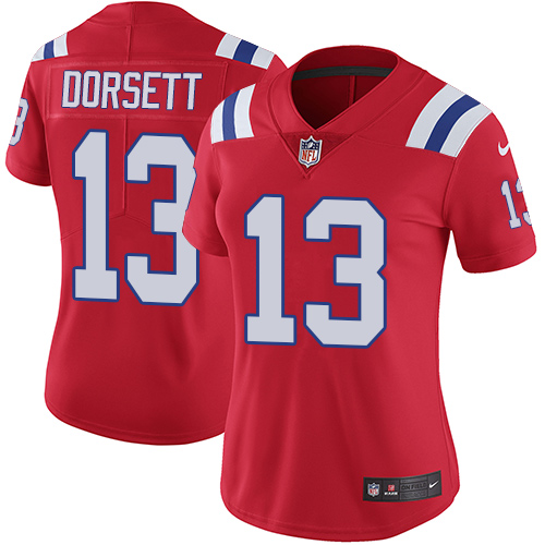 New England Patriots #13 Phillip Dorsett Red Alternate Women's Stitched Vapor Untouchable Limited Jersey Womens