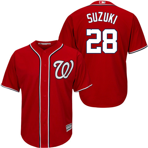Washington Nationals #28 Kurt Suzuki Red New Cool Base Stitched Jersey Men's