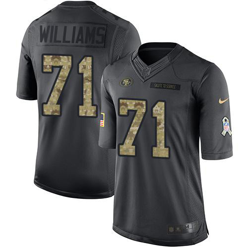 San Francisco San Francisco 49ers #71 Trent Williams Black Youth Stitched Limited 2016 Salute to Service Jersey Youth