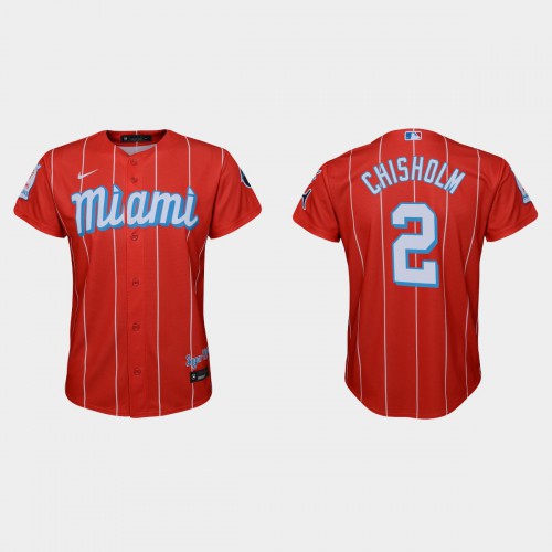 Miami Miami Marlins #2 Jazz Chisholm Jr. Youth 2021 City Connect Authentic Jersey Red Youth