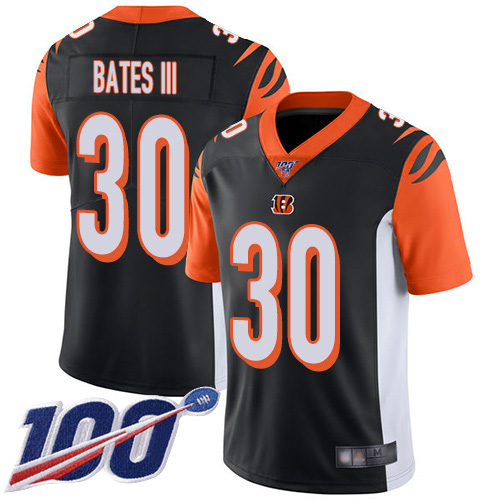 Bengals #30 Jessie Bates III Black Team Color Men's Stitched 100th Season Vapor Limited Jersey
