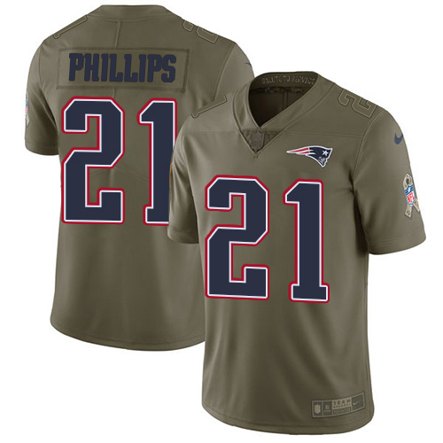 New England Patriots #21 Adrian Phillips Olive Men's Stitched Limited 2017 Salute To Service Jersey Men's