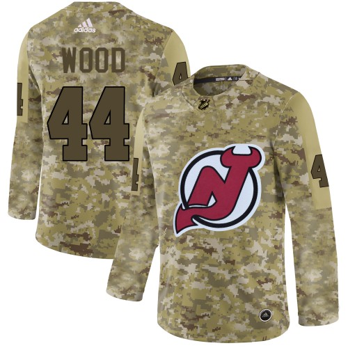 Adidas New Jersey Devils #44 Miles Wood Camo Authentic Stitched Jersey Men's