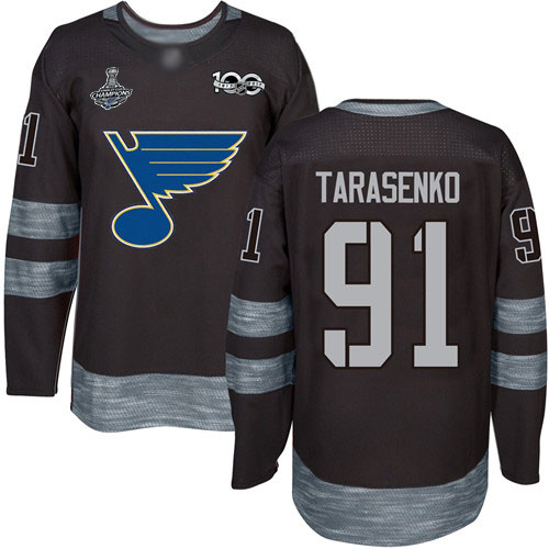 Adidas St. Louis Blues #91 Vladimir Tarasenko Black 1917-2017 100th Anniversary Stanley Cup Champions Stitched Jersey Men's