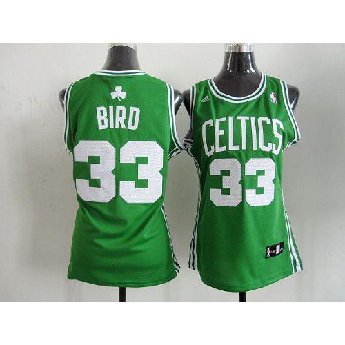 Boston Celtics #33 Larry Bird Green Road Womens Stitched Jersey Womens