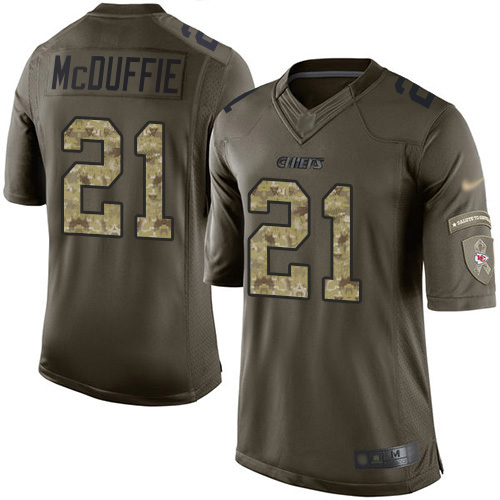 Chiefs #21 Trent McDuffie Green Men's Stitched Limited 2015 Salute To Service Jersey