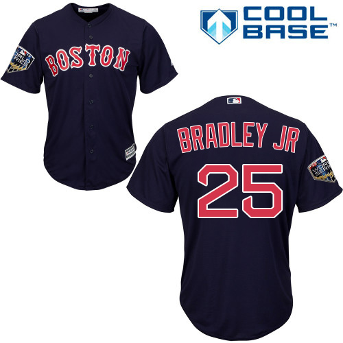 Boston Red Sox #25 Jackie Bradley Jr Navy Blue Cool Base 2018 World Series Stitched Youth Jersey Youth