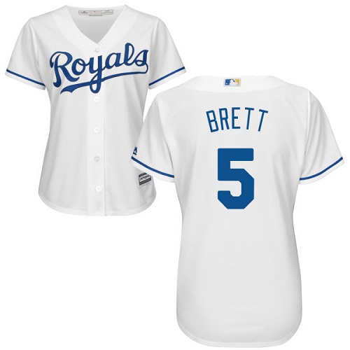 Kansas City Royals #5 George Brett White Home Women's Stitched Jersey Womens