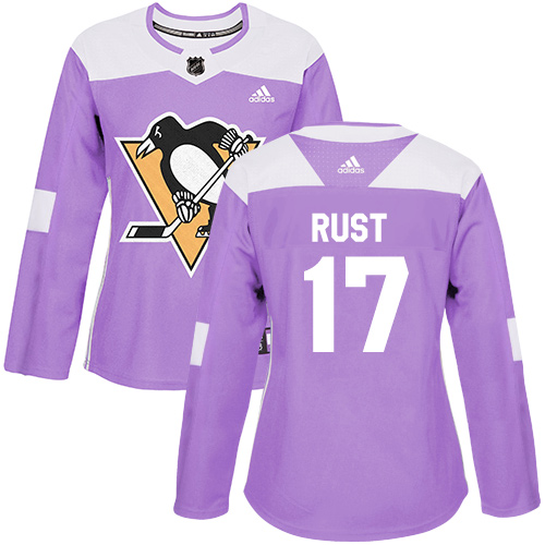 Adidas Pittsburgh Penguins #17 Bryan Rust Purple Authentic Fights Cancer Women's Stitched Jersey Womens