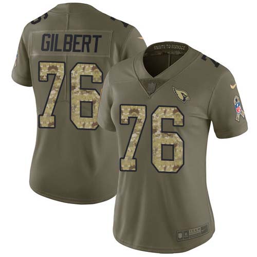 Arizona Cardinals #76 Marcus Gilbert Olive/Camo Women's Stitched Limited 2017 Salute To Service Jersey Womens