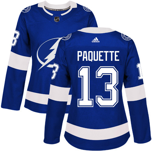 Adidas Tampa Bay Lightning #13 Cedric Paquette Blue Home Authentic Women's Stitched Jersey Womens