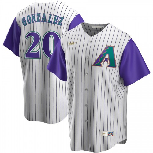 Arizona Arizona Diamondbacks #20 Luis Gonzalez Alternate Cooperstown Collection Player Jersey Cream Purple Men's