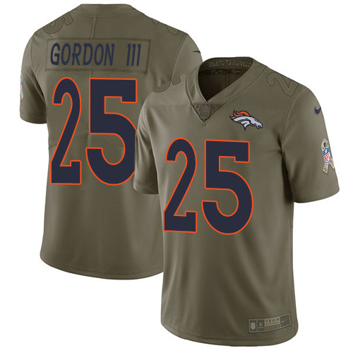 Denver Broncos #25 Melvin Gordon III Olive Men's Stitched Limited 2017 Salute To Service Jersey Men's