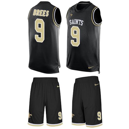 Saints #9 Drew Brees Black Team Color Men's Stitched Limited Tank Top Suit Jersey