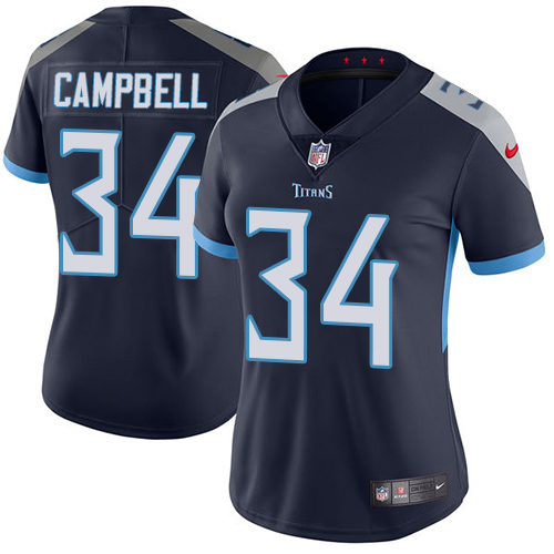 Tennessee Titans #34 Earl Campbell Navy Blue Team Color Women's Stitched Vapor Untouchable Limited Jersey Womens