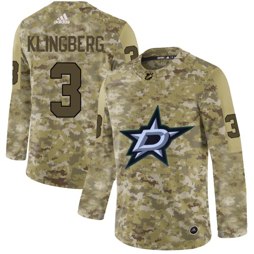 Adidas Dallas Stars #3 John Klingberg Camo Authentic Stitched Jersey Men's