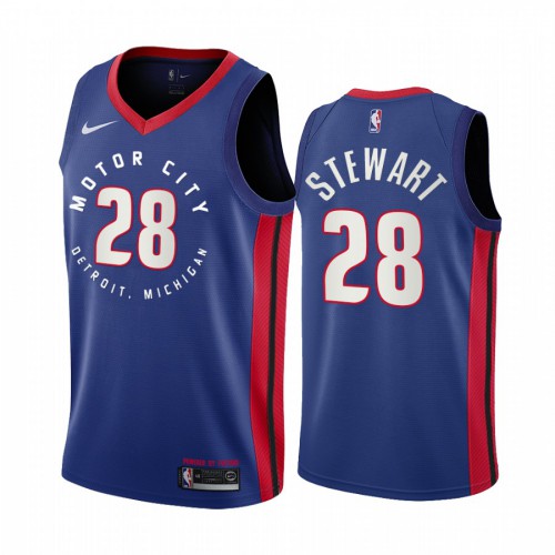 Detroit Pistons #28 Isaiah Stewart Blue Swingman 2020-21 City Edition Jersey Mens