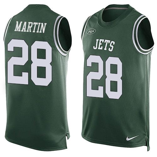 Jets #28 Curtis Martin Green Team Color Men's Stitched Limited Tank Top Jersey