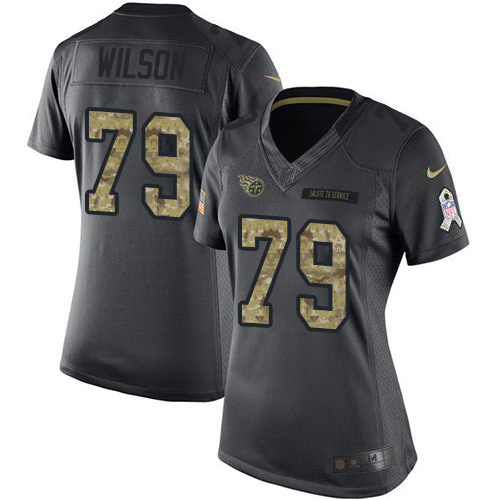 Tennessee Titans #79 Isaiah Wilson Black Women's Stitched Limited 2016 Salute to Service Jersey Womens