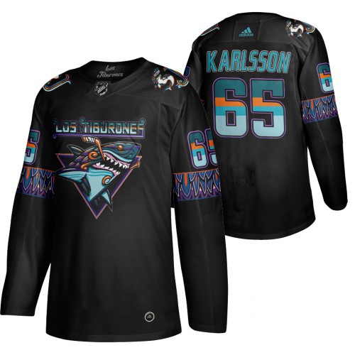 San Jose San Jose Sharks #65 Erik Karlsson Men's Adidas 2020 Los Tiburones Limited Jersey Black Men's
