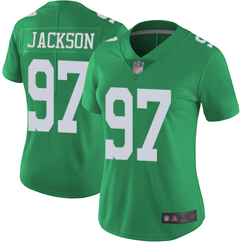 Philadelphia Eagles #97 Malik Jackson Green Women's Stitched Limited Rush Jersey Womens