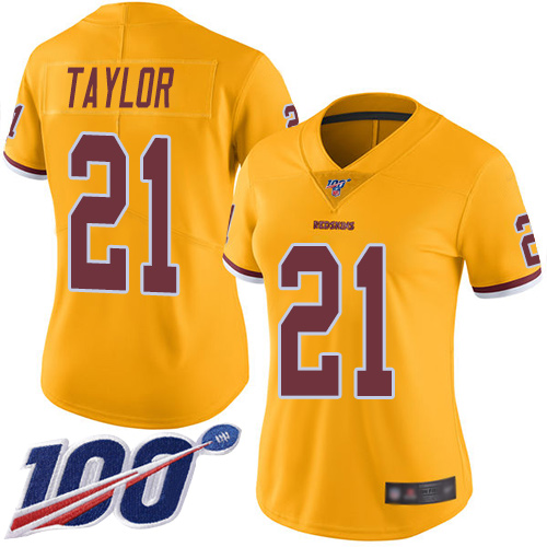 Commanders #21 Sean Taylor Gold Women's Stitched Limited Rush 100th Season Jersey