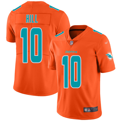 Dolphins #10 Tyreek Hill Orange Men's Stitched Limited Inverted Legend Jersey