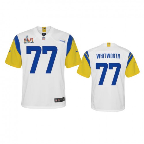 Los Angeles Los Angeles Rams #77 Andrew Whitworth Youth Super Bowl LVI Patch Alternate Game Jersey - White Youth