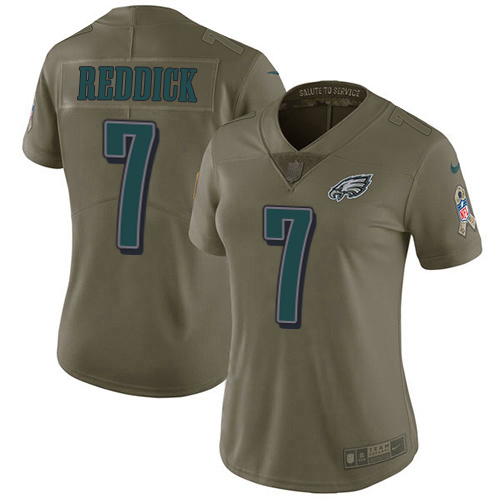 Eagles #7 Haason Reddick Olive Women's Stitched Limited 2017 Salute To Service Jersey