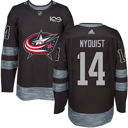 Adidas Columbus Blue Jackets #14 Gustav Nyquist Black 1917-2017 100th Anniversary Stitched Jersey Men's