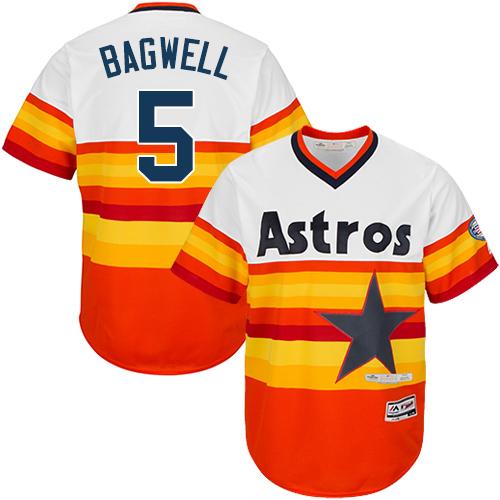 Houston Astros #5 Jeff Bagwell White/Orange Cooperstown Stitched Youth Jersey Youth