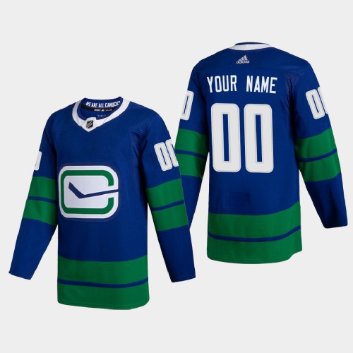 Vancouver Canucks Custom Men's Adidas 2020-21 Authentic Player Alternate Stitched Jersey Blue