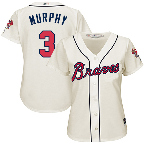 Atlanta Braves #3 Dale Murphy Cream Alternate Women's Stitched Jersey Womens