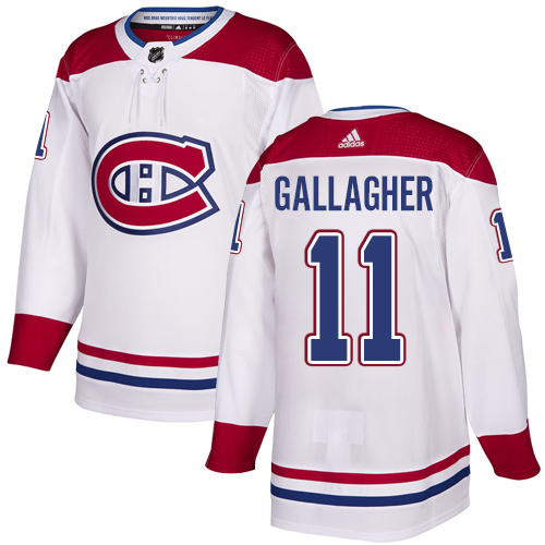 Adidas Montreal Canadiens #11 Brendan Gallagher White Road Authentic Stitched Jersey Men's