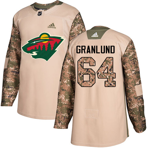Adidas Minnesota Wild #64 Mikael Granlund Camo Authentic 2017 Veterans Day Stitched Youth Jersey Youth