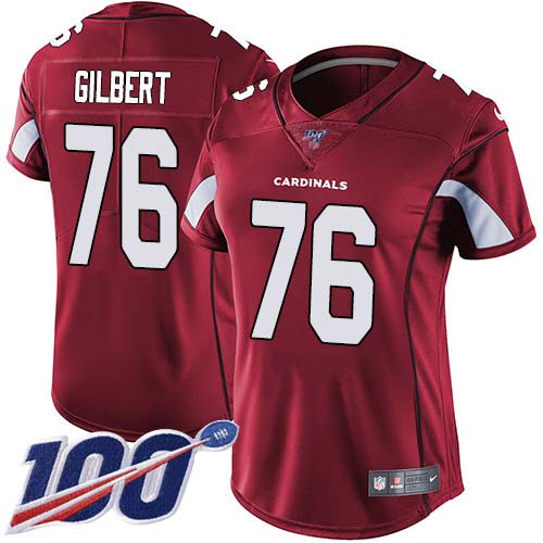 Arizona Cardinals #76 Marcus Gilbert Red Team Color Women's Stitched 100th Season Vapor Untouchable Limited Jersey Womens