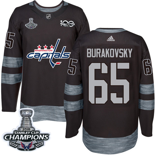 Adidas Washington Capitals #65 Andre Burakovsky Black 1917-2017 100th Anniversary Stanley Cup Final Champions Stitched Jersey Men's