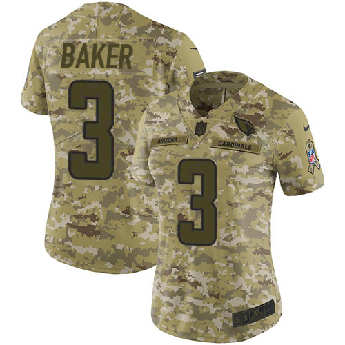 Cardinals #3 Budda Baker Camo Women's Stitched Limited 2018 Salute To Service Jersey