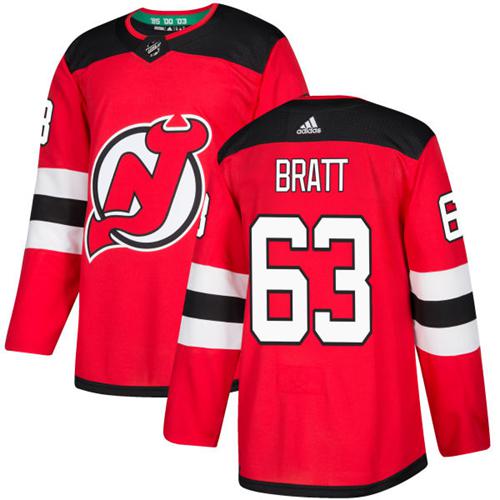 Adidas New Jersey Devils #63 Jesper Bratt Red Home Authentic Stitched Jersey Men's