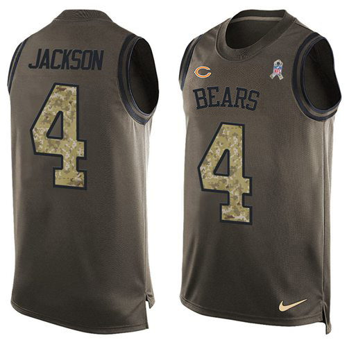 Bears #4 Eddie Jackson Green Men's Stitched Limited Salute To Service Tank Top Jersey