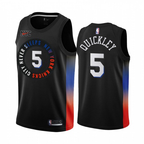New York Knicks #5 Immanuel Quickley Black Swingman 2020-21 City Edition Jersey Mens