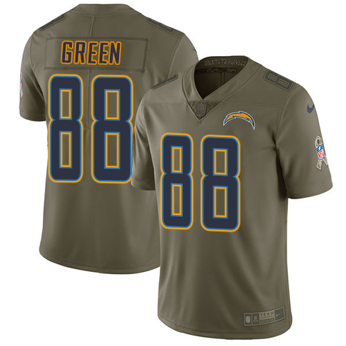 Los Angeles Chargers #88 Virgil Green Olive Men's Stitched Limited 2017 Salute To Service Jersey Men's