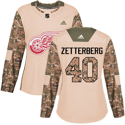 Adidas Detroit Red Wings #40 Henrik Zetterberg Camo Authentic 2017 Veterans Day Women's Stitched Jersey Womens