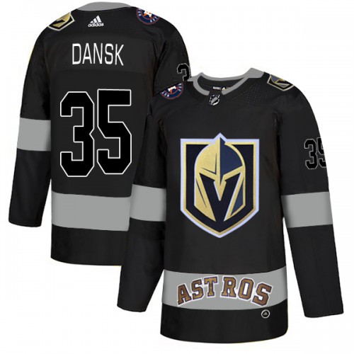 Adidas Golden Vegas Golden Knights X Astros #35 Oscar Dansk Black Authentic City Joint Name Stitched Jersey Men's